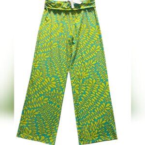 TRINA TURK TRELLIS COVER UP SWIM PANTS, Vibrant Green and Yellow Pants Size Medi